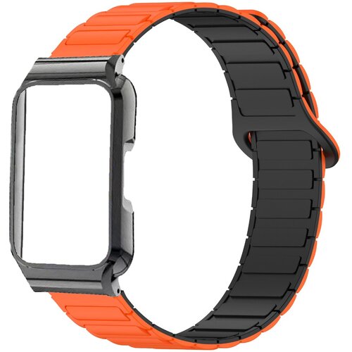 INF Zamenljiva magnetna silikonska zapestnica za Huawei Band 11 Black Orange, (5000286194) Cene
