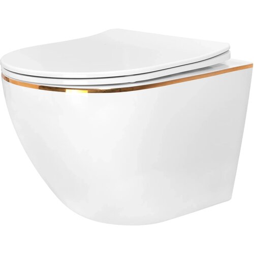 Rea Viseća WC školjka Carlo Tornado Rimless Flat GOLD EDGE Cijene