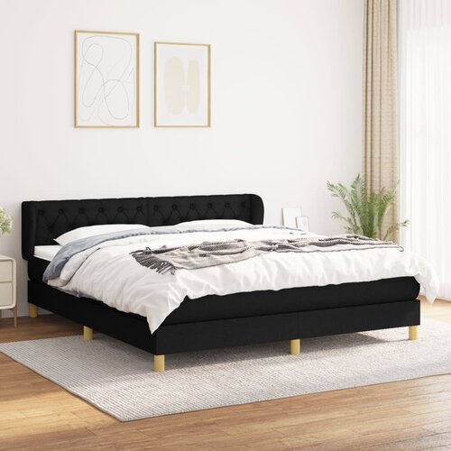 The Living Store Box spring postelja z vzmetnico črna 160x200 cm blago - Box Spring Postelja, (21503715) Cene