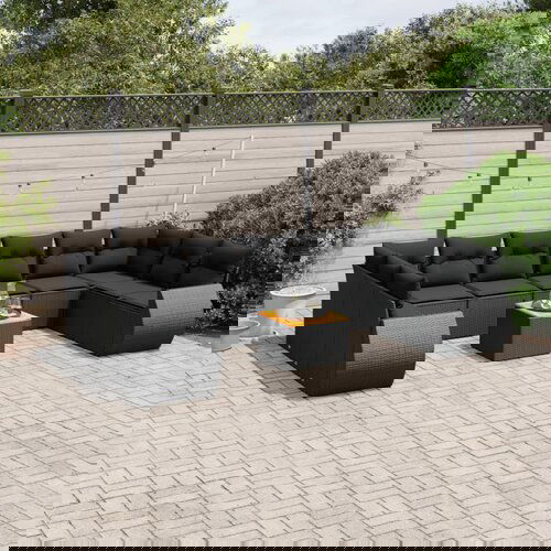 vidaXL 11-dijelni set vrtnih sofa od poliratana s jastucima crni Cijene