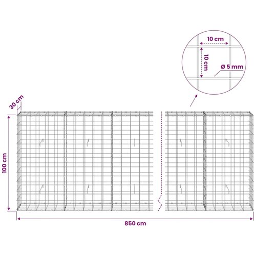  Gabion s žicom debljine 5 mm i mrežom 10x10 cm 850x30x100 cm - 30 cm 100 cm 850 cm Slike