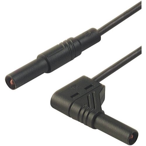 SKS Hirschmann 4 mm safety test lead\, plugs straight/angled\, 2\,5 mm&amp;sup2;\, 100 cm, (20423195) Slike