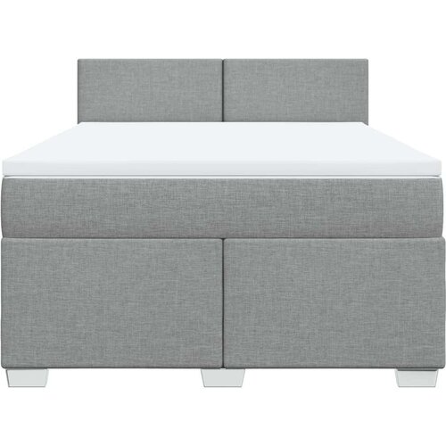  Krevet s oprugama i madracem svjetlosivi 140x190 cm od tkanine Slike