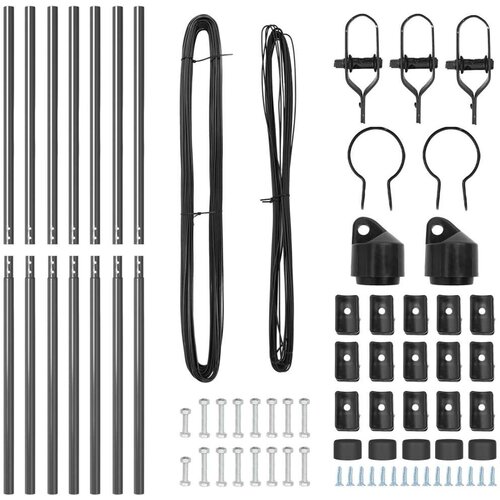  Set Stupova Ograde Set od 7 Sivi Metal Slike