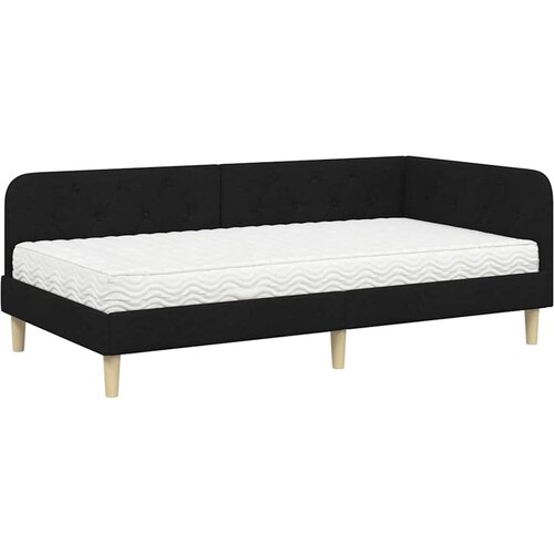 vidaXL Kotna postelja z vzmetnico z vzglavjem Črna 100 x 200 cm blago, (5000106106) Cene