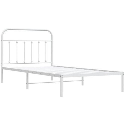  Metalni okvir za krevet s uzglavljem bijeli 107x203 cm Slike