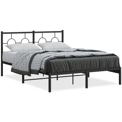 Metalni okvir za krevet s uzglavljem crni 140x190 cm
