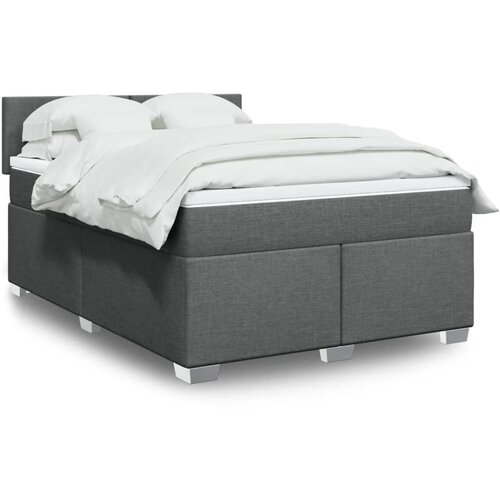VidaXL Box spring postelja z vzmetnico temno siva 160x200 cm blago Slike