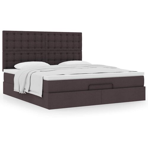 VidaXL Otomanski posteljni okvir z vzmetnico temno rjava 180x200 cm Slike