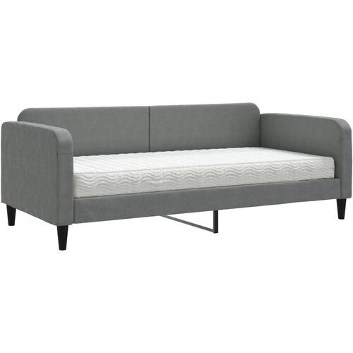  Dnevni krevet s madracem tamnosivi 90 x 200 cm od tkanine Slike
