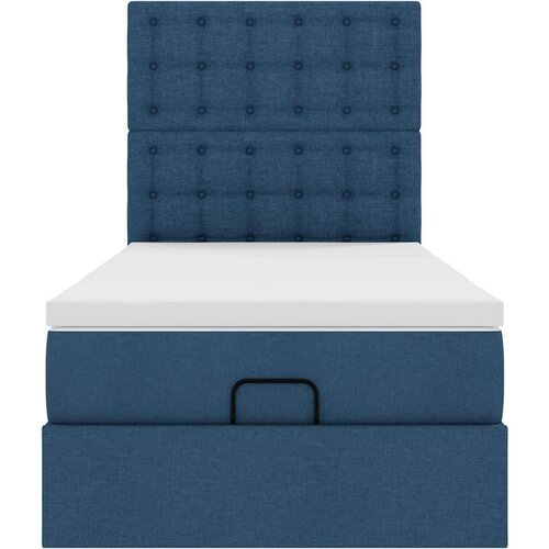 VidaXL Otomanski okvir kreveta s madraca plavi 90x190cm od tkanine Slike