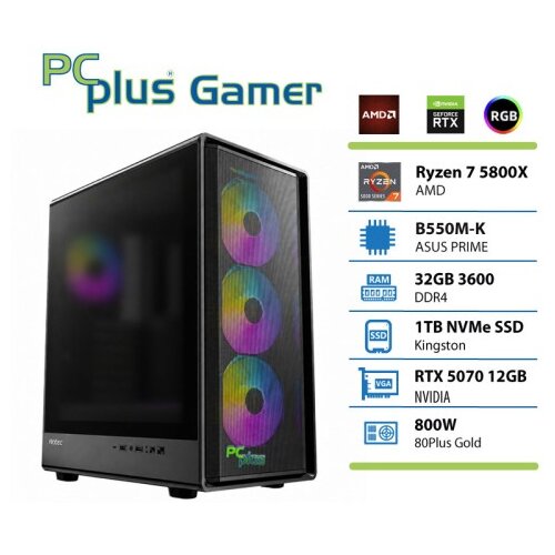 PCPLUS Gamer Ryzen 7 5800X 32GB 1TB SSD RTX 5070 OC 12GB gaming namizni računalnik Cene