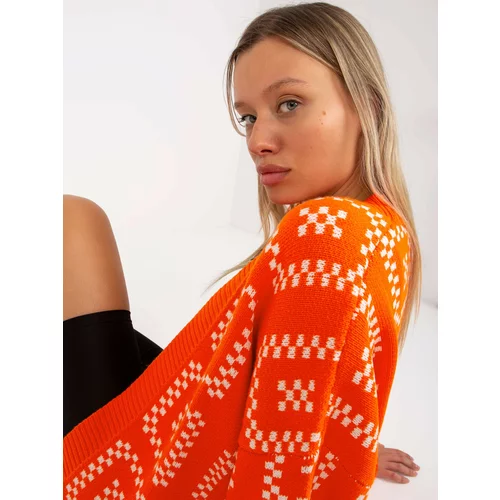 Fashion Hunters Orange loose cardigan with RUE PARIS patterns