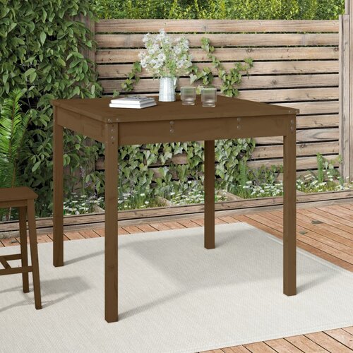 The Living Store Vrtna miza medeno rjava 82,5x82,5x76 cm trdna borovina - Vrtna Miza, (21472886) Slike