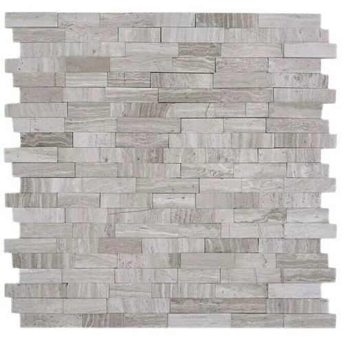 Samoljepljiva mozaik pločica SAM 4NM12 (30,5 x 30,5 cm, Prirodni kamen, Sivo-bijele boje)