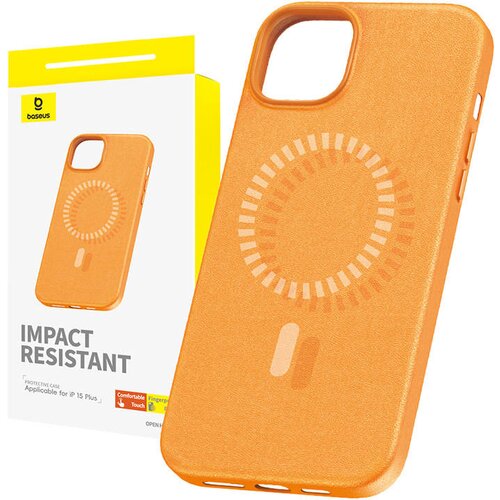 Baseus Magnetno ohišje za iPhone 15 Plus Fauxther Series (oranžno), (20833683) Cene