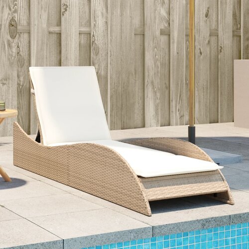 vidaXL Ležalnik z blazino bež 60x205x73 cm poli ratan Cene