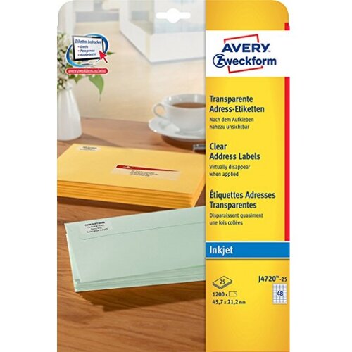 Avery Zweckform Transparentne etikete za pisma 45,7 x 21,2 mm Slike
