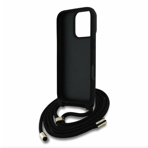 Guess PU 4G Metal Logo Crossbody Popruh Zadn&amp;iacute; Kryt pro iPhone 16 Pro Max Black Ovitek za telefon Vijolična Slike