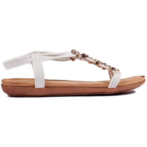 Shelvt White Flat Light Sandals for Women Cene