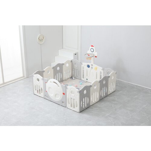 Premium Stil Dečija Ogradica sa Košem “Raketa” Belo Siva 200×160 Cene