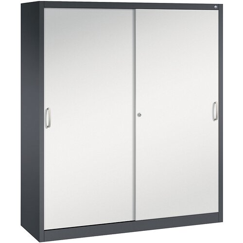 C+P ACURADO omara z drsnimi vrati, 8 polic, VxŠxG 1950 x 1600 x 500 mm, črno sive / svetlo sive barve Cene