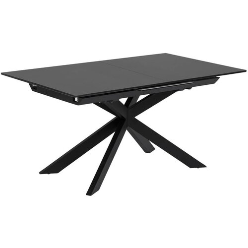 Kave Home Črna raztegljiva jedilna miza s stekleno mizno plo&amp;scaron;čo 90x210 cm Atminda &amp;ndash; Slike
