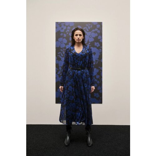 Marisse Blue Floral Print Dress With Belt Cene