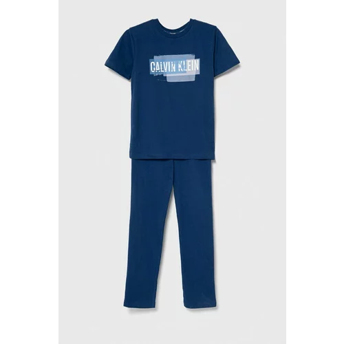 Calvin Klein Underwear Dječja pamučna pidžama boja: tamno plava, s tiskom