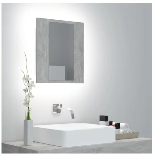  LED kopalniška omarica z ogledalom betonsko siva 40x12x45 cm