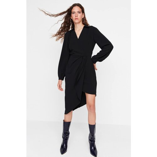 Trendyol Limited Edition Black Double Breasted Collar Dress Slike