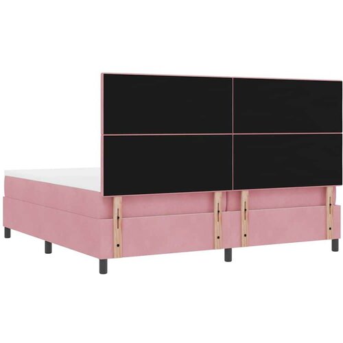  LED Box Spring Krevet s madracem Ružičasta 200 x 200 cm tkanina Slike
