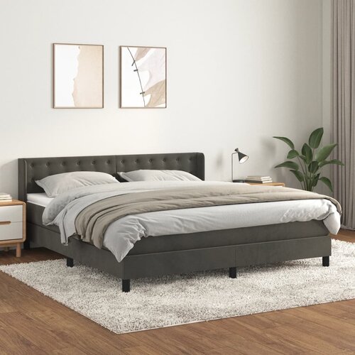 The Living Store Box spring postelja z vzmetnico temno siva 160x200 cm žamet - Box Spring Postelja, (21437714) Slike