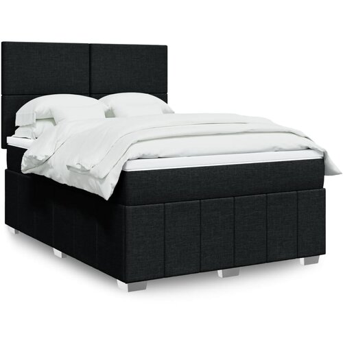 VidaXL Krevet s oprugama i madracem crni 140 x 190 cm od tkanine Slike