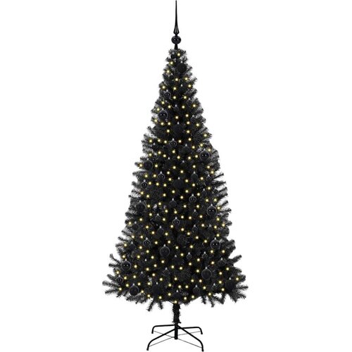VidaXL Božićno drvce s 300 LED svjetlima s stalakom Crna 180 cm PVC Slike