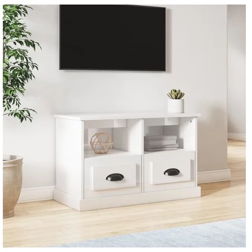  TV omarica visok sijaj bela 80x35x50 cm inženirski les