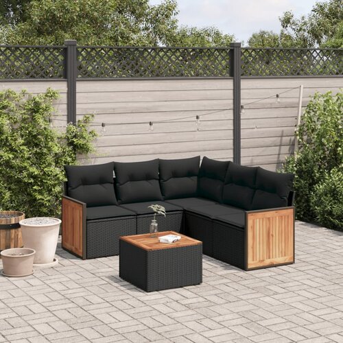 vidaXL 6-dijelni set vrtnih sofa s jastucima crni od poliratana Cijene
