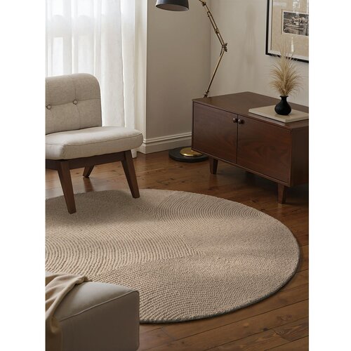 Hanse Home Bež ročno tkana volnena okrogla preproga &amp;oslash; 120 cm Eleni Light Beige &amp;ndash; Slike