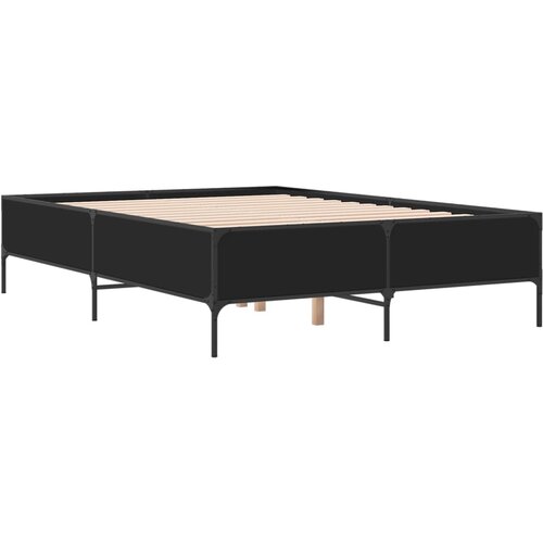 VidaXL Posteljni okvir črn 160x200 cm inženirski les in kovina, (21112123) Slike