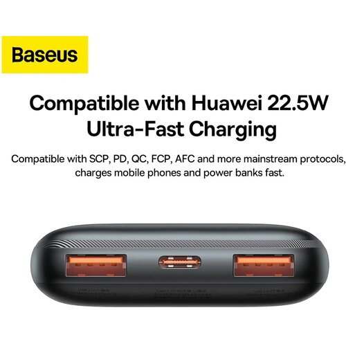 Baseus powerbank 10.000 mAh + USB A na tip C PD QC3.0 3A 20W PPBD040201 crni Slike