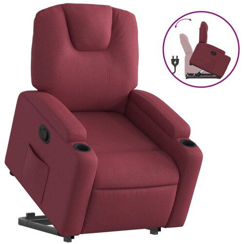 Maison Chic Naslanjač - Relax naslanjač s funkcijo vstajanja vinsko rdeče blago, (22040338) Cene