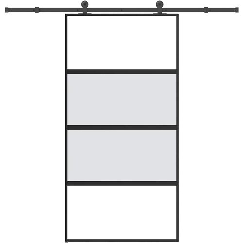 VidaXL Drsna vrata z opremo 102,5x205 cm kaljeno steklo in aluminij Slike