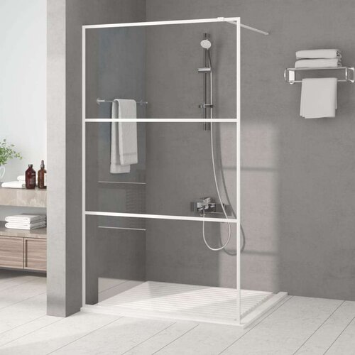 Pregrada za tuš bijela 115 x 195 cm s prozirnim staklom ESG Cijene