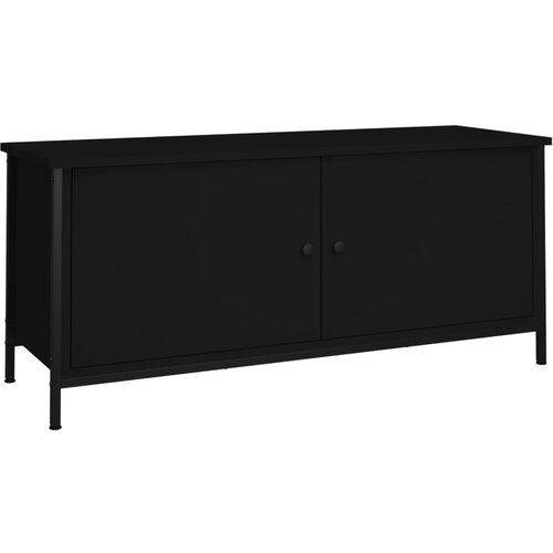 Maison Chic TV omarica - TV stojalo - Televizijska omarica z vrati črna 102x35x45 cm inženirski les, (21701688) Cene