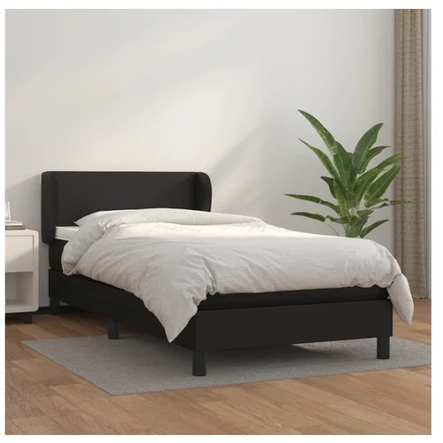  Box spring postelja z vzmetnico črn 90x190 cm umetno usnje