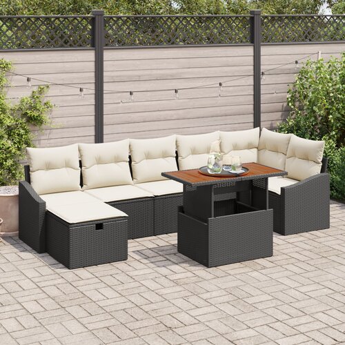 VidaXL set od 8 vrtnih sofa s jastučićima crni poli ratan Slike
