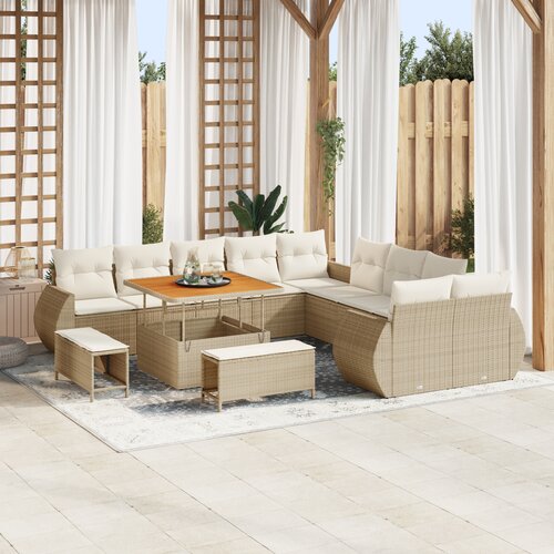 vidaXL Sjedeća garnitura za vrt 13 pcs bež i krem 100 x 100 x 71 cm Cijene