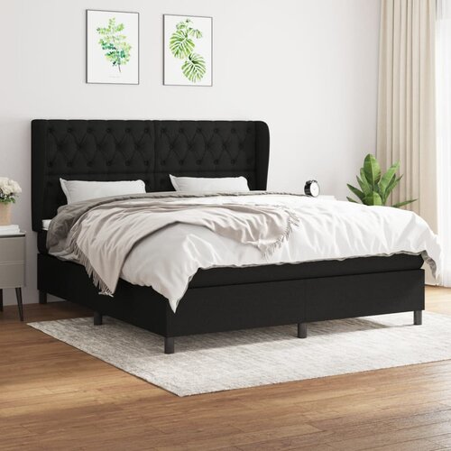 The Living Store Box spring postelja z vzmetnico črna 160x200 cm blago - Box Spring Postelja, (21503695) Cene