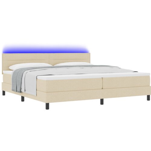 vidaXL Postelja z vzmetnico in LED svetlobo Krem 200x200 cm Tkanina, (22067290) Cene