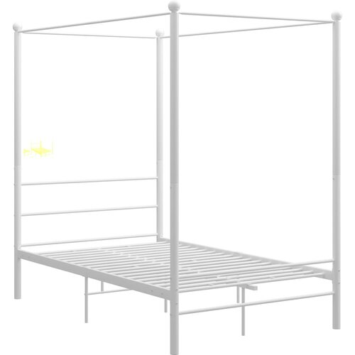 Maison Chic Posteljni okvir - Dvoposteljna postelja - Zakonska postelja z ogrodjem za baldahin bel kovinski 140x200 cm, (21694961) Slike